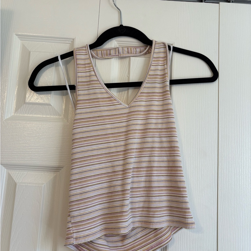 American Eagle Outfitters Beige Striped Tank Top